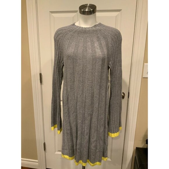 Anthropologie Gray Sweater Dress W/ Yellow Hem, Size XS - Picture 1 of 8